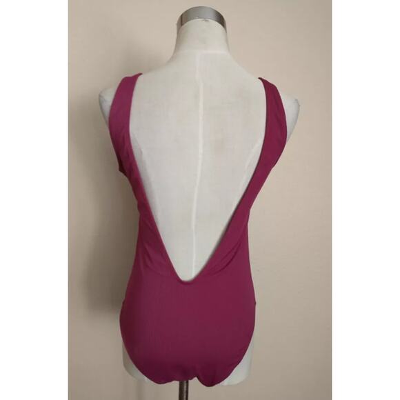 California Waves Womens One Piece Swimsuit Lace Up Front Burgundy Wine Red XS - Picture 3 of 4
